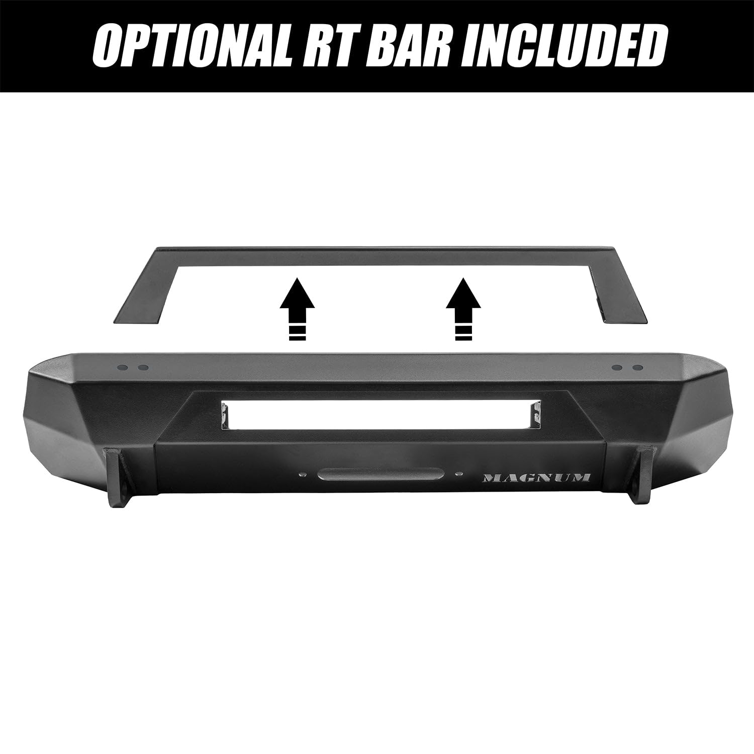 Front Bumper Magnum Winch RT Style Guard Black Compatible with 2016-2023 Tacoma