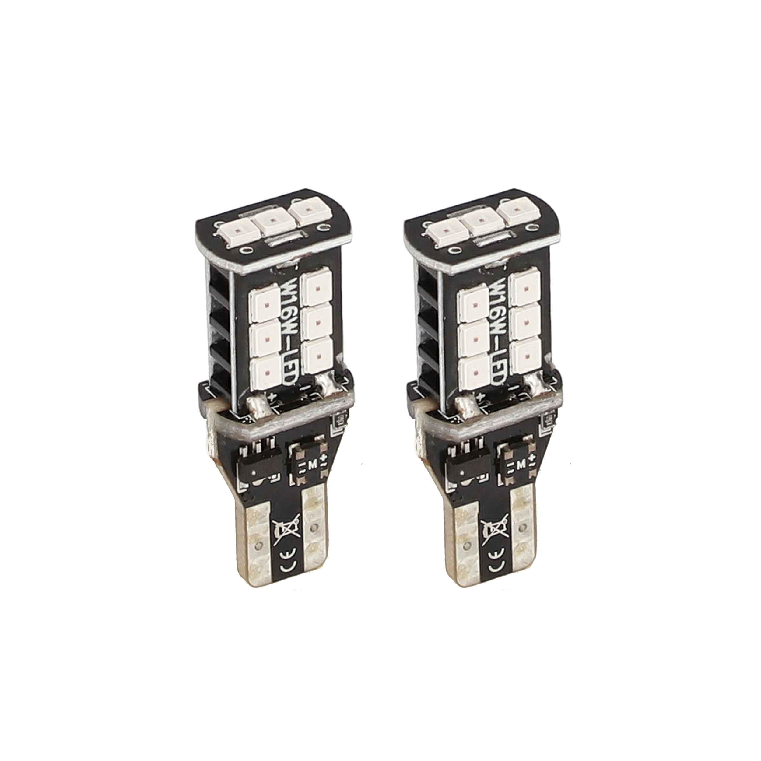 T15 Heise Red LED Bulbs with Integrated Internal CANBUS System - (HE-CT15R)