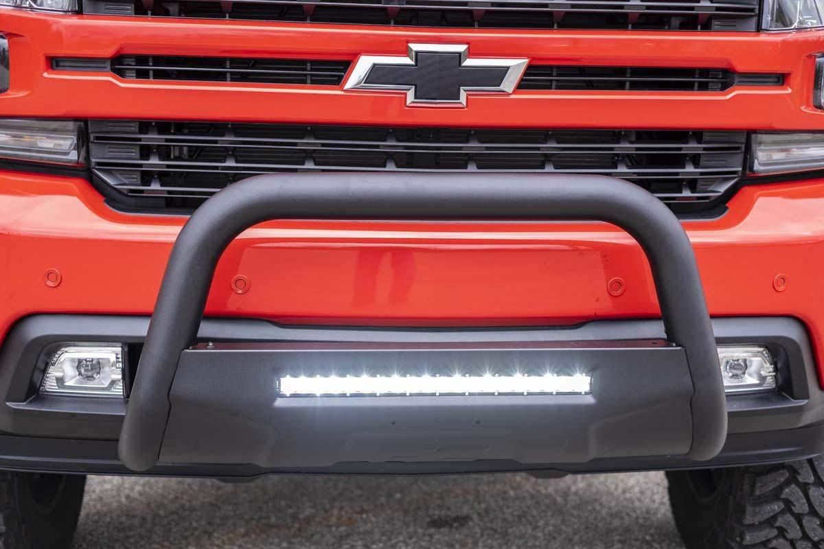Black LED Rough Country Bull Bar for 2019-2022 Chevy Silverado - B-C4072