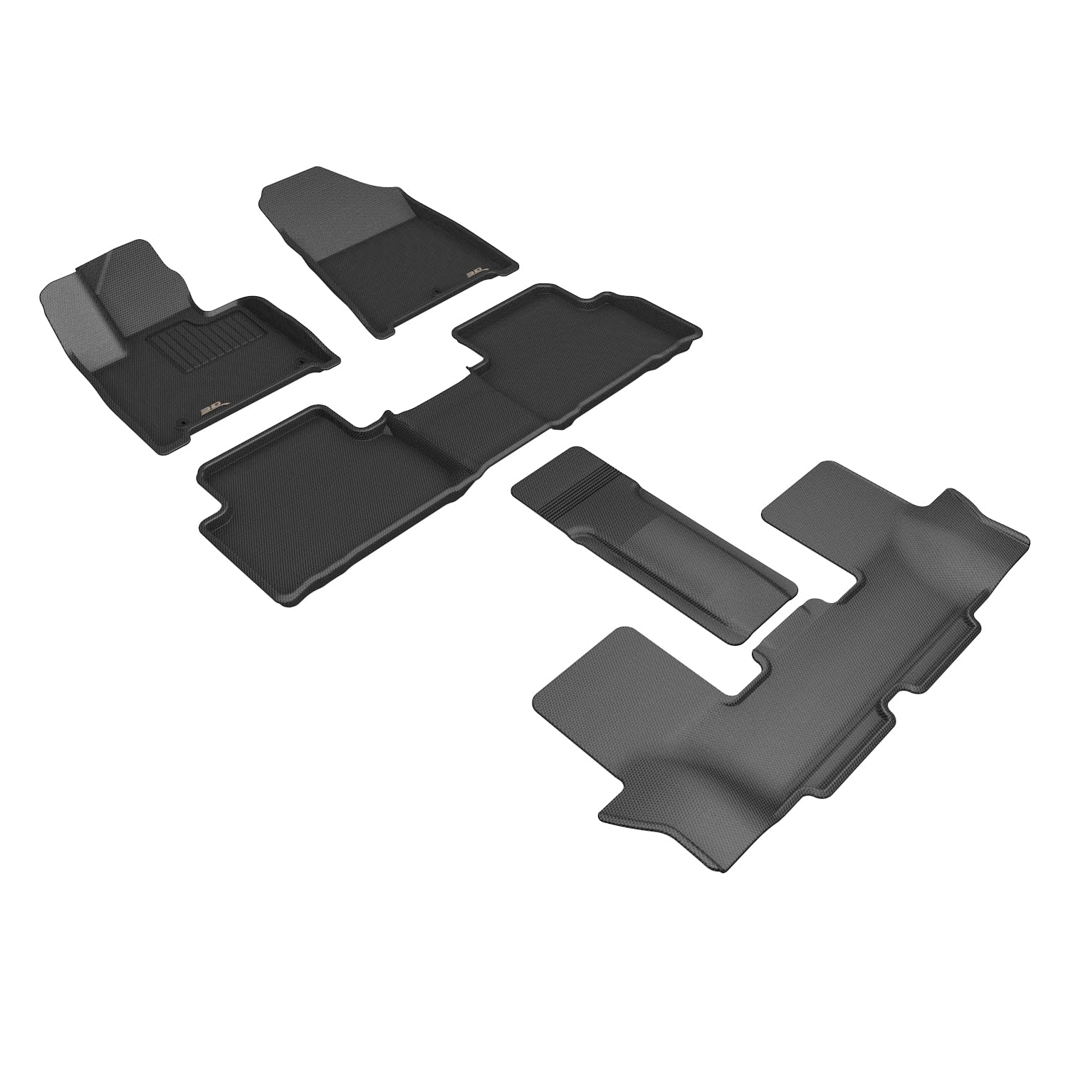Kagu 3D MAXpider Floor Mat (Black) Compatible with Hyundai Santa Fe Gas 6-Seat 2024-2026 - Full Set
