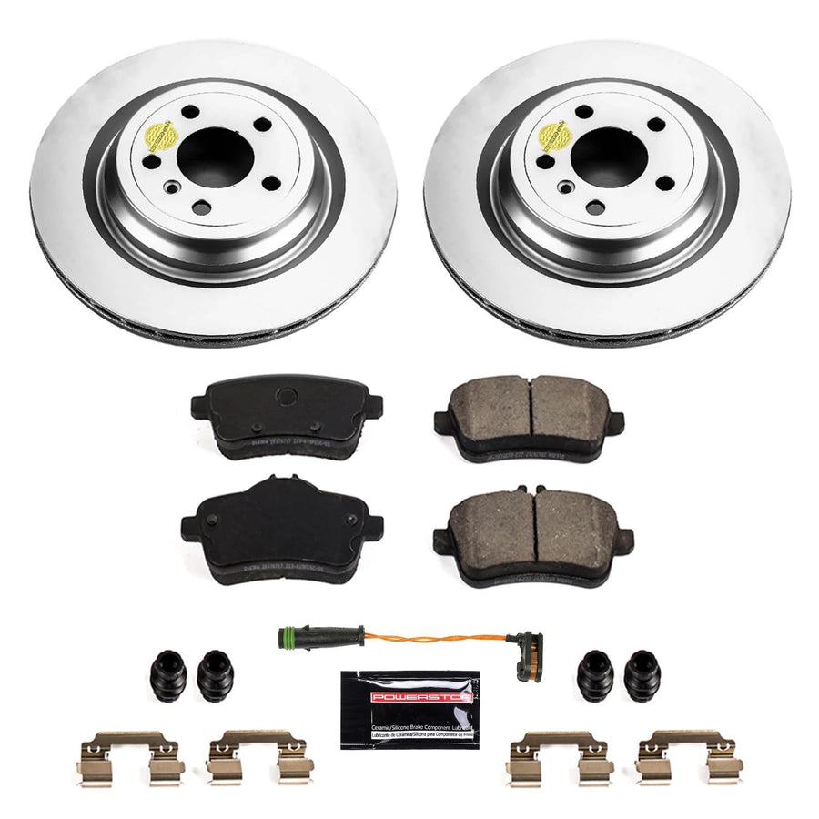 Coated Power Stop CRK7748 Brake Rotor and Ceramic Brake Pads- Rear