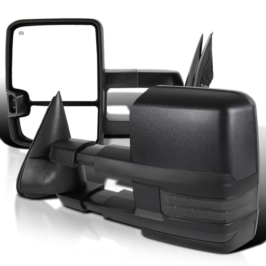 Spec-D Tuning Power + Heated Facelift Style Tow Mirrors w/Smoke LED Signal Compatible with 1999-2002 Chevy Silverado GMC Sierra Left + Right Pair