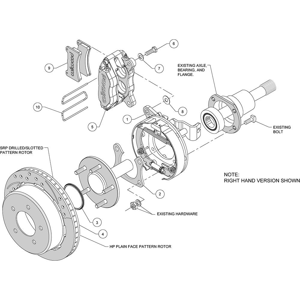 P/S DPL Park Brake Kit, Drilled, Red
