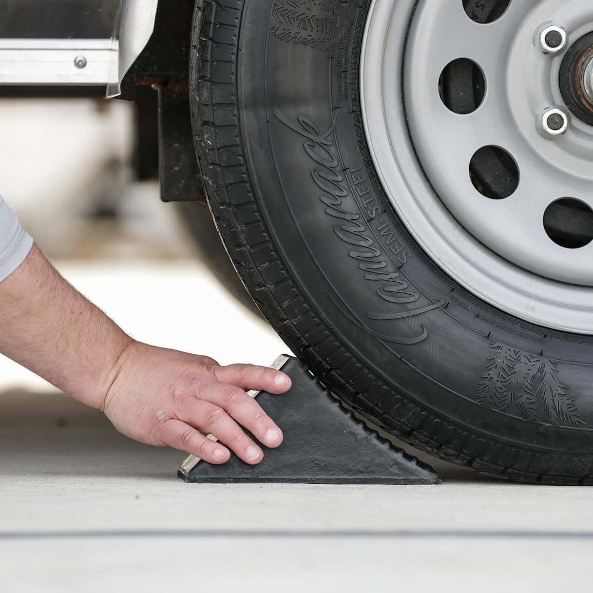 Rubber Wheel Chock Buyers Products WC1467A, 5x6x5 in – Resists Oil, Rust, Salt & Sun – Durable & Secure Tire Stopper for Service and Parking – Ideal for Cars, Utility Vehicles, Trailers, Trucks & RVs