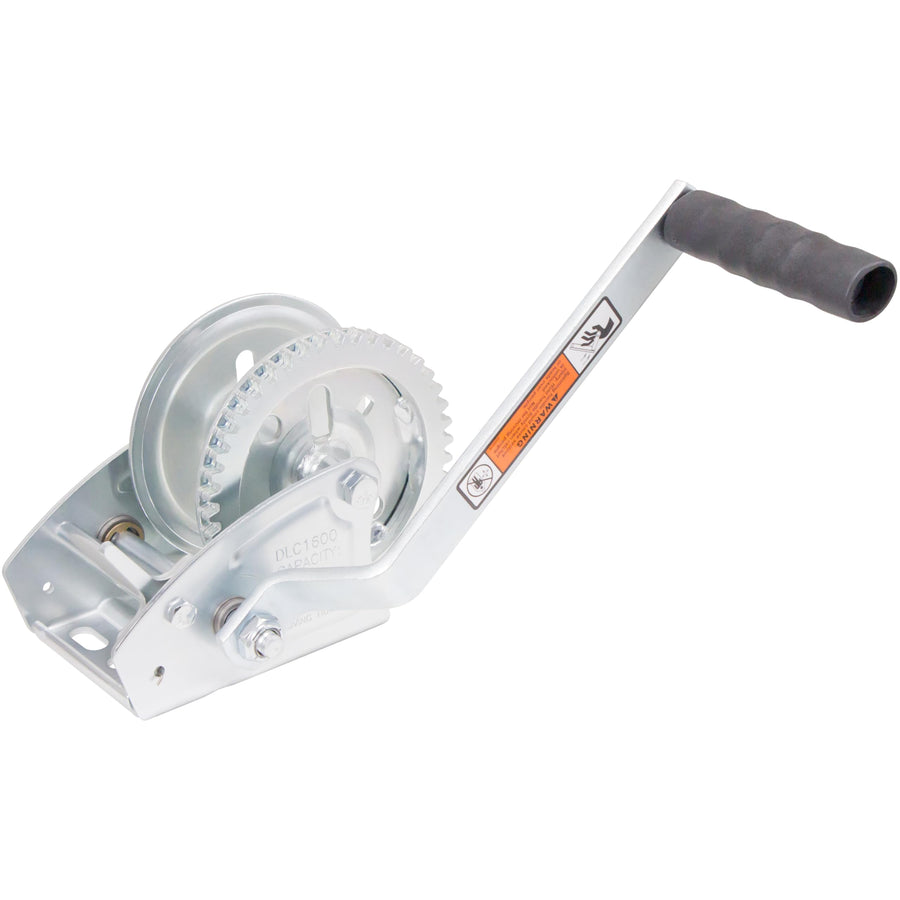 Pulling Winch Dutton-Lainson Company (DLC1600) - Rust-Resistant for Horizontal Pulling Applications and Hauling - 1600 lb Capacity, Plated, 9-1/2" Handle, 4.4:1 Gear Ratio, No Strap - Made in USA