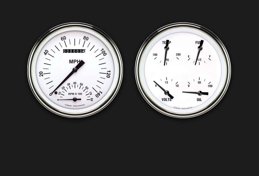 White Hot Classic Instruments WH62SLC Speedometer with Built in Tach & Quad Gauge 4 5/8"
