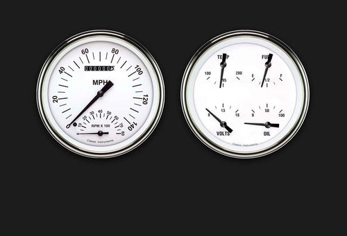WH62SLF Classic Instruments White Hot 4 5/8" Speedometer with Built in Tach & Quad Gauge - GM