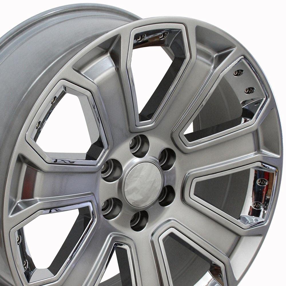 22" Replica Wheel Cv93B OE Wheels Fits Chevy Silverado 22X9 Hyper Black With Chrome Insert Wheel