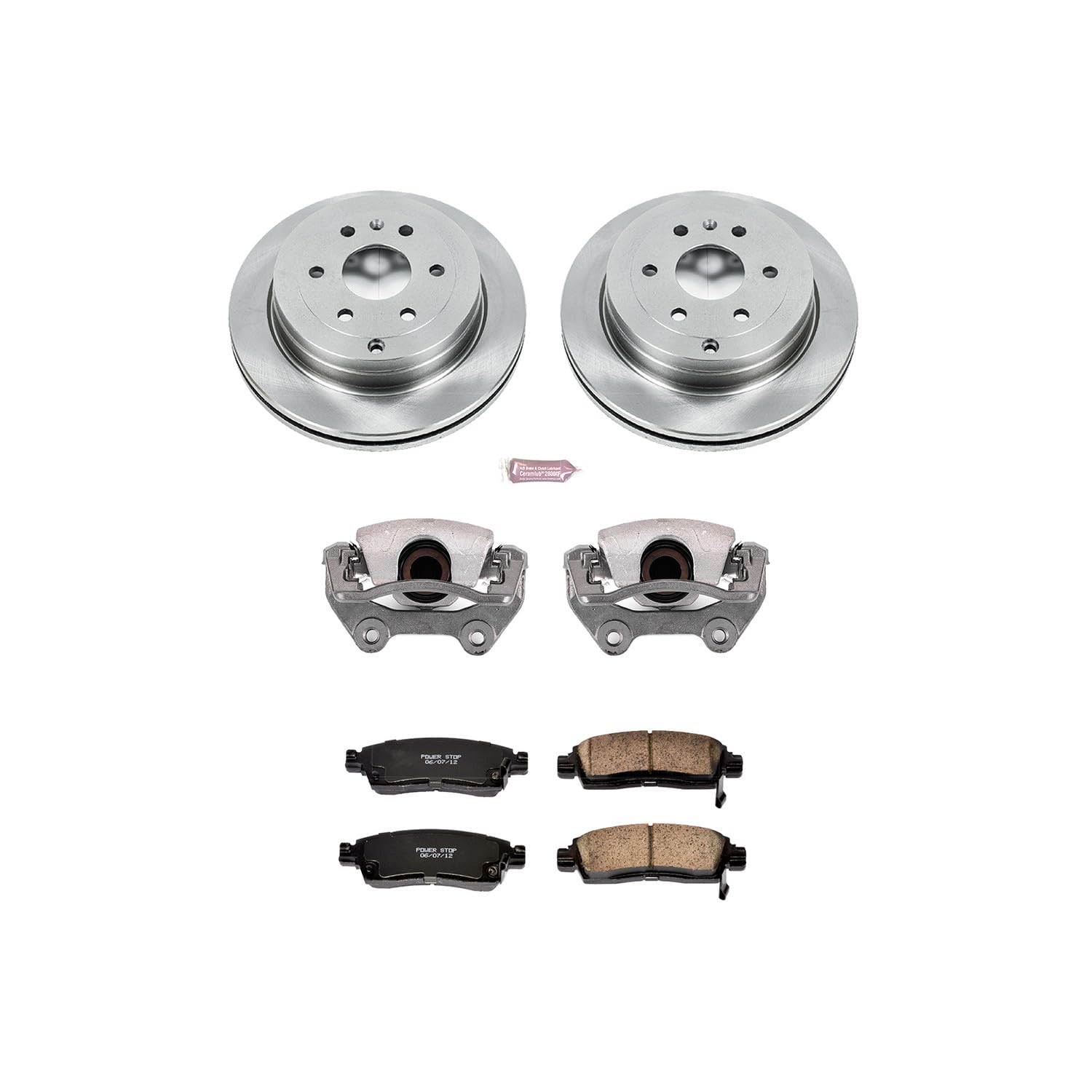 Power Stop KCOE5262 Replacement Autospeciality Rear Caliper Kit- OE Rotors, Ceramic Brake Pads, Calipers For Buick Enclave, Chevy Traverse, GMC Acadia, GMC Acadia Limi, Outlook [Model Specific]