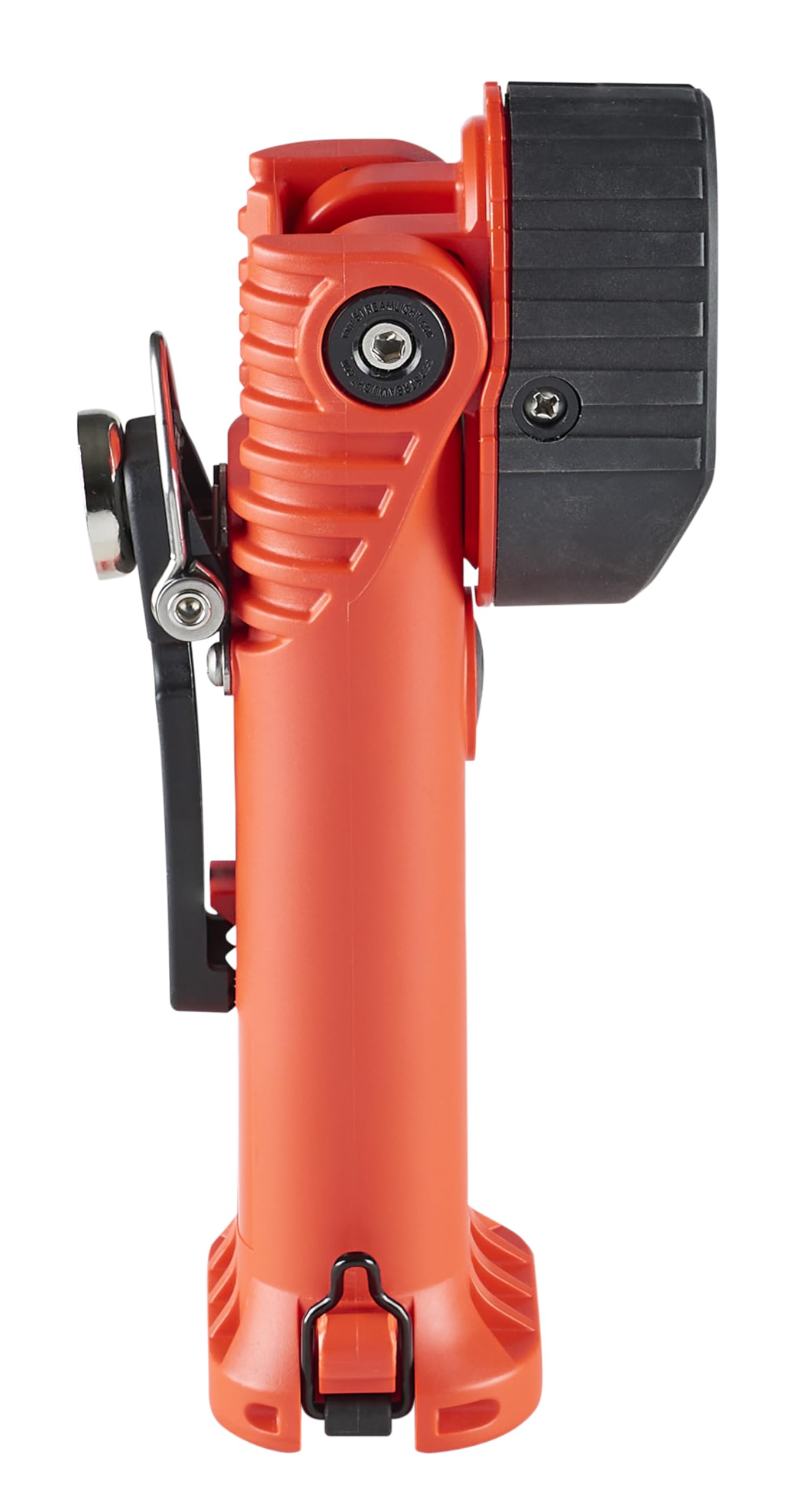 Streamlight Survivor Pivot 325-Lumen Right Angle Articulating Dual Beam Rechargeable Flashlight with 120V/100V AC/12V DC, Orange and Magnet Clip