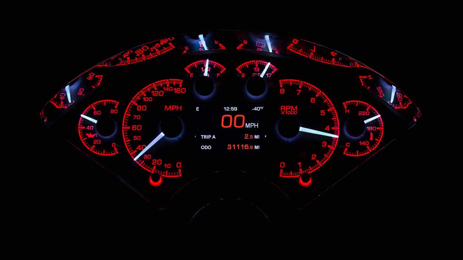 Dakota Digital 55-56 Chevy Customizable Gauge Kit Silver Alloy HDX-55C-S
