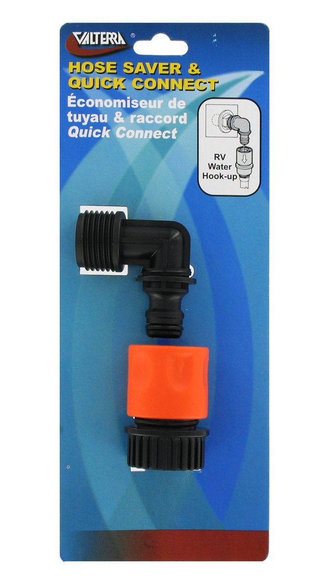 Valterra A01-0137VP 90° Hose Saver Adapter with Plastic Quick Connect, Orange