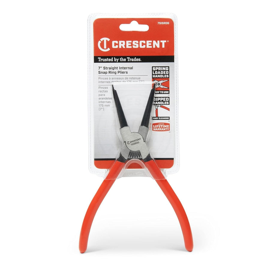 Crescent Internal Snap Ring Pliers Straight - Installation & Removal Tool for Home Improvement, Repair & Mechanic Use - 7" - 7SISRDG