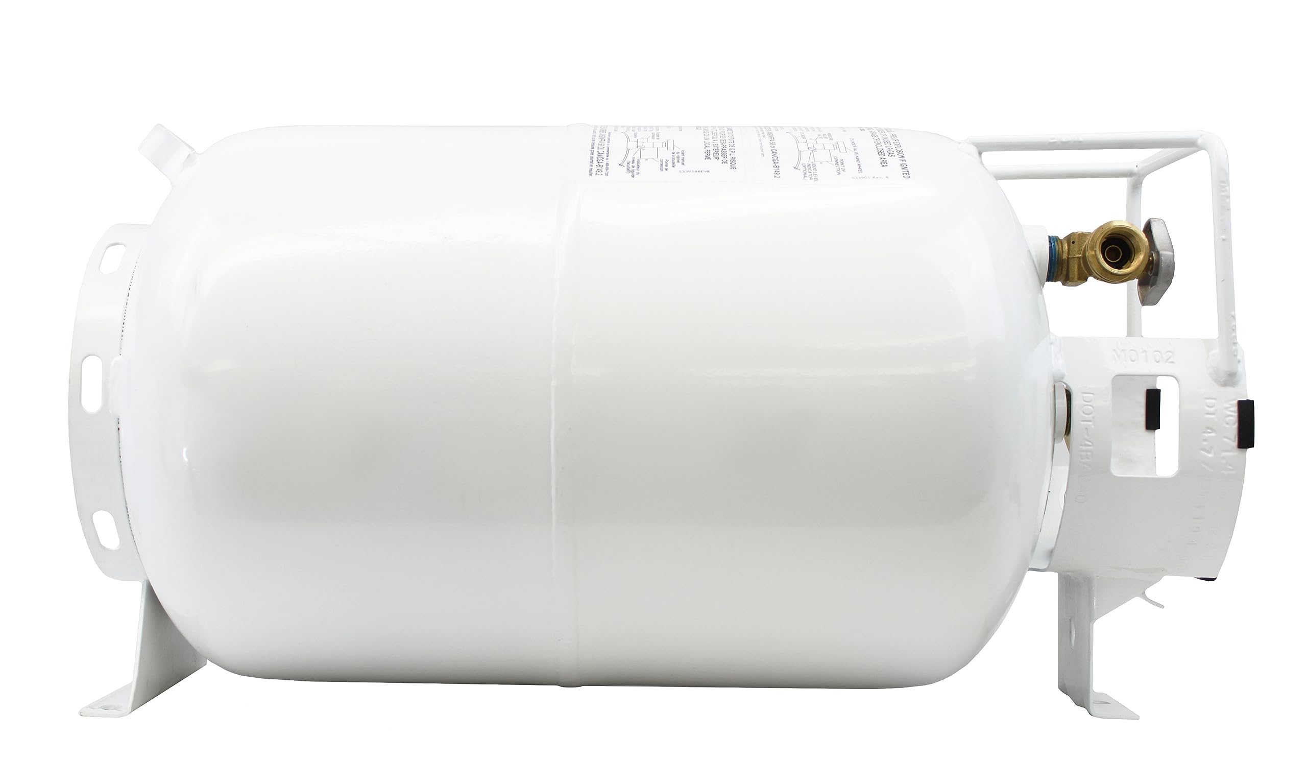 30lb Flame King YSN301HZL Steel Horizontal Propane Tank Cylinder for Fire Pit Tables, Patio Heaters, Barbeques, RVs, and Truck Campers, 30-Pound, White