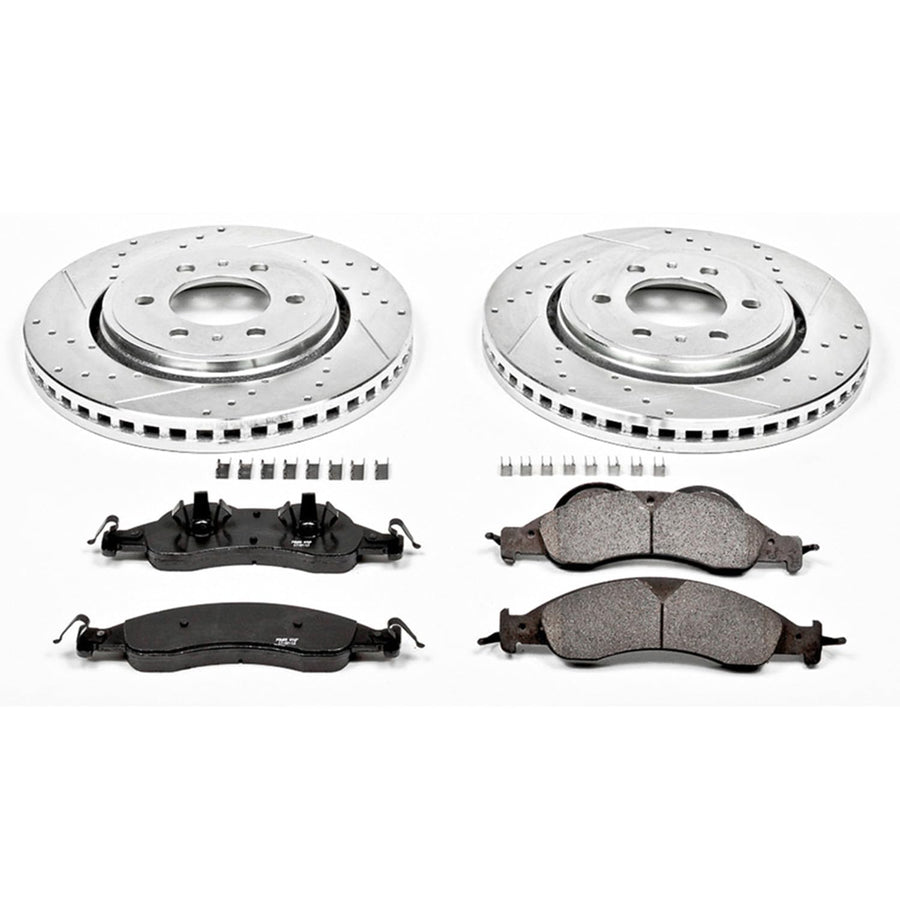 Power Stop K4682 Z23 Carbon Fiber Brake Pads with Drilled & Slotted Brake Rotors Kit For Ford Expedition 2007-2009, Lincoln Navigator 2007-2009 [Model Specific]