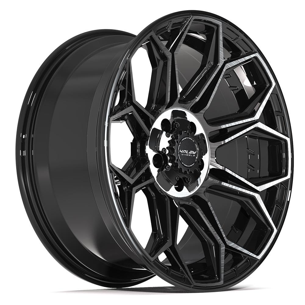4PLAY Wheels 20 Inch Rim 4P83 Fits 5x127 & 5x139.7 20x9 Gloss Black Brushed with Tinted Clear (1)