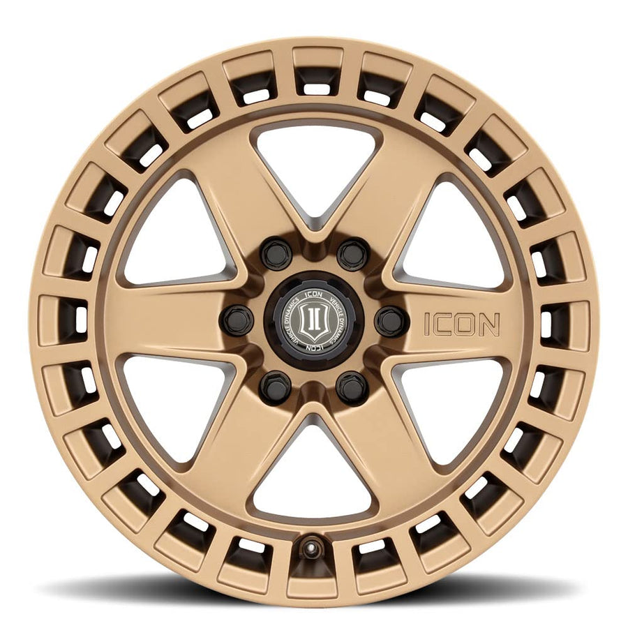 Raider ICON Alloys, Satin Brass, 17 x 8.5/6 x 135, 6mm Offset, 5" BS, 3417856350BS