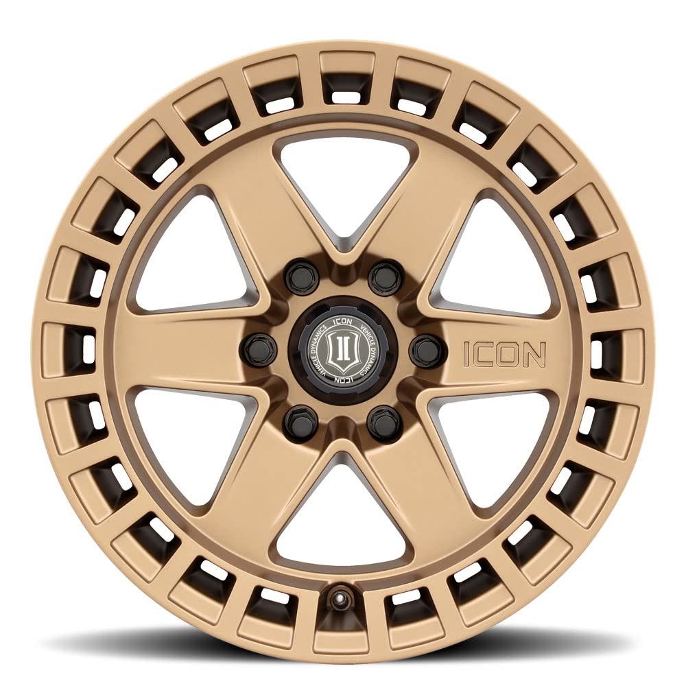 Raider ICON Alloys, Satin Brass, 17 x 8.5/6 x 120, 0mm Offset, 4.75" BS, 3417859447BS