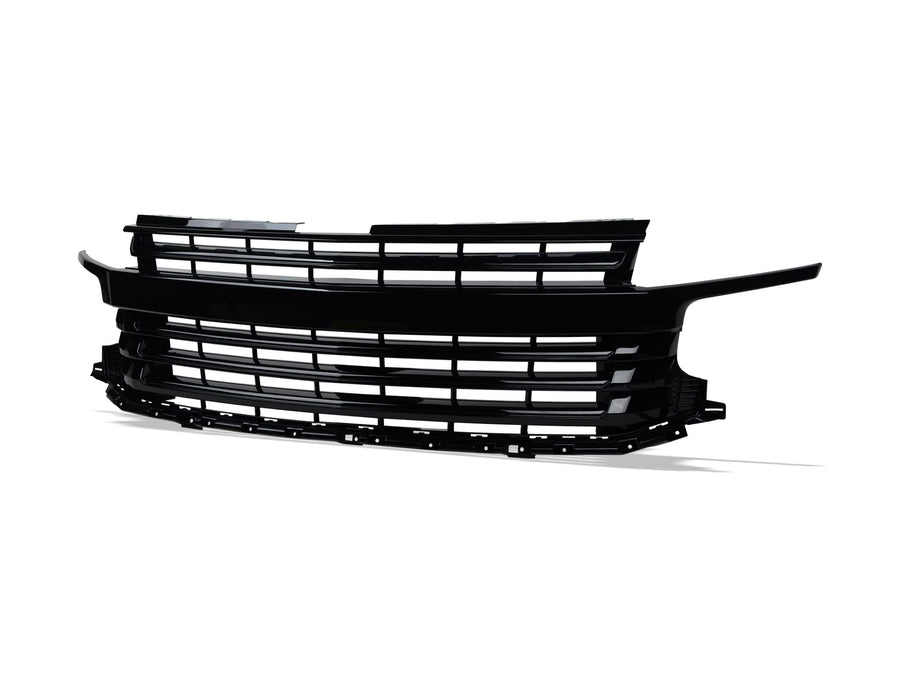 OE Badgless Style Armordillo USA Front Hood Bumper Grille - Piano Black Fits 2021-2023 Chevy Tahoe/Suburban