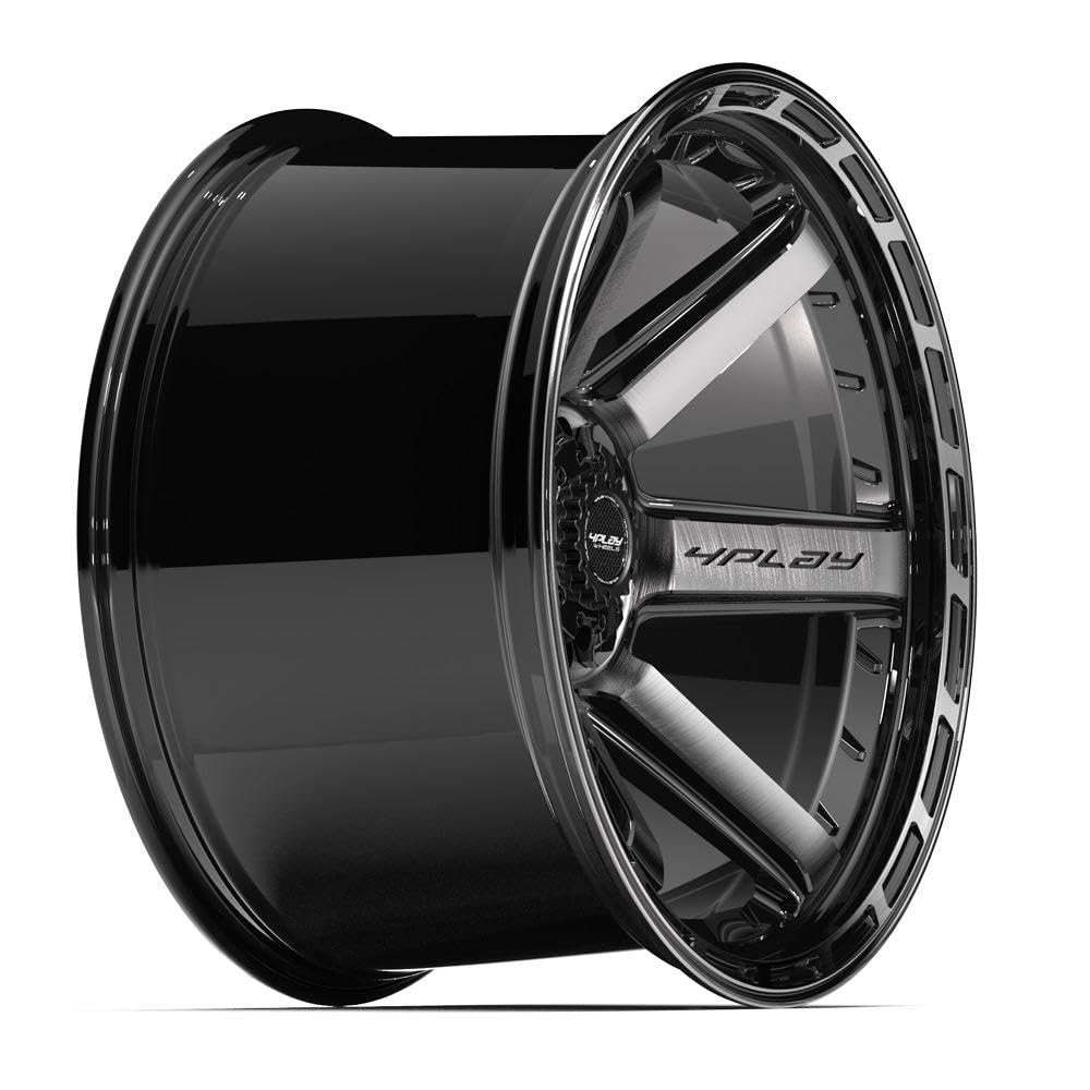 22 Inch 4PLAY Wheels Rim 4P63 Fits 6x135 & 6x139.7 22x12 Gloss Black Brushed with Tinted Clear (1)