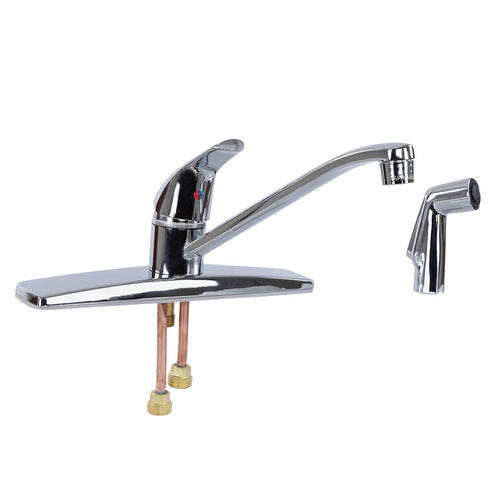 SL801F-4 Empire Faucets 4-Hole Metallic Single Lever Kitchen Faucet with D-Spout Blade Handle & Sprayer - Chrome