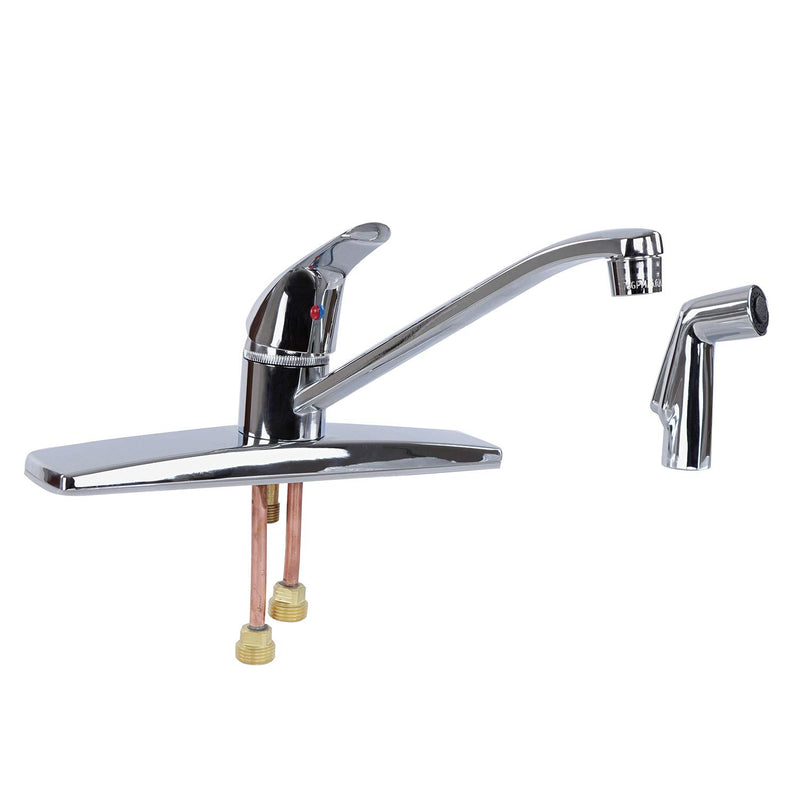 SL801F-4 Empire Faucets 4-Hole Metallic Single Lever Kitchen Faucet with D-Spout Blade Handle & Sprayer - Chrome