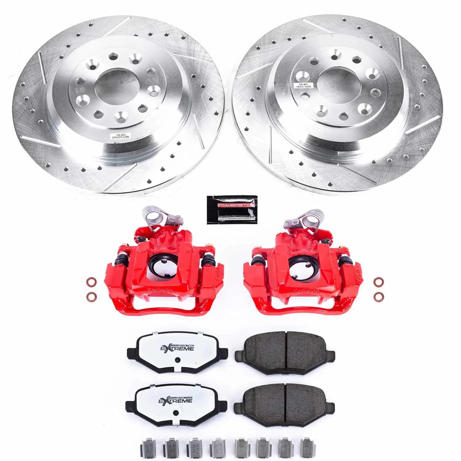 Power Stop Z36 KC4744A-36 Truck & Tow Rear Caliper Kit-Drilled/Slotted Rotors, Carbon Ceramic Brake Pads & Calipers For Ford Flex 2009, Lincoln MKS 2009-2012 [Model Specific]