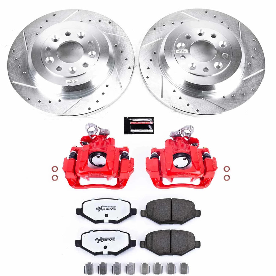 Power Stop Z36 KC4744A-36 Truck & Tow Rear Caliper Kit-Drilled/Slotted Rotors, Carbon Ceramic Brake Pads & Calipers For Ford Flex 2009, Lincoln MKS 2009-2012 [Model Specific]