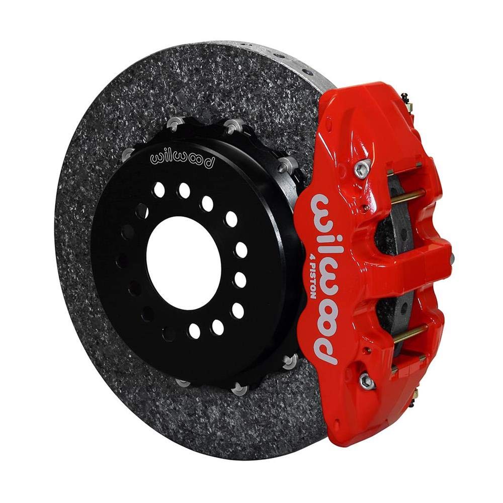 Street Performance Wilwood - Carbon-Ceramic Rotor AERO4 Caliper Rear Brake Kit with Parking Brake Assembly