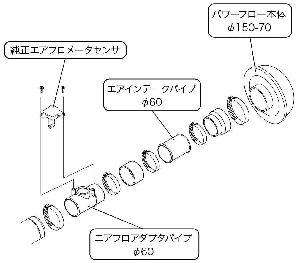 Super Power Flow Intake Kit HKS 70019-AT107 (SPF NCP2 /30/31/13 (RS) /15 1/2NZ-FE), 1 Pack