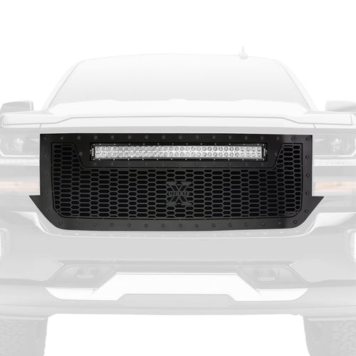 Stealth Laser Torch Grille, 2016-2018 Silverado 1500, Black, 1 Pc, Replacement, Black Studs with (1) 30" LED - PN #7311281-BR