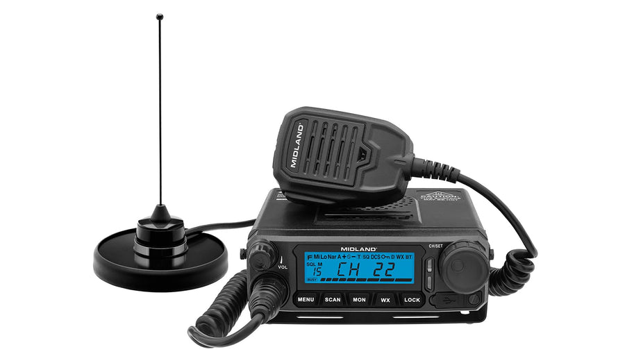 Midland 50-Watt MXT500 GMRS Mobile Radio - for Farms, Ranches, Overlanding, Trails, and Off-Roading - 8 Repeater Channels, Compact Design, External Magnetic Mount, 2.1dB Unity Gain Antenna