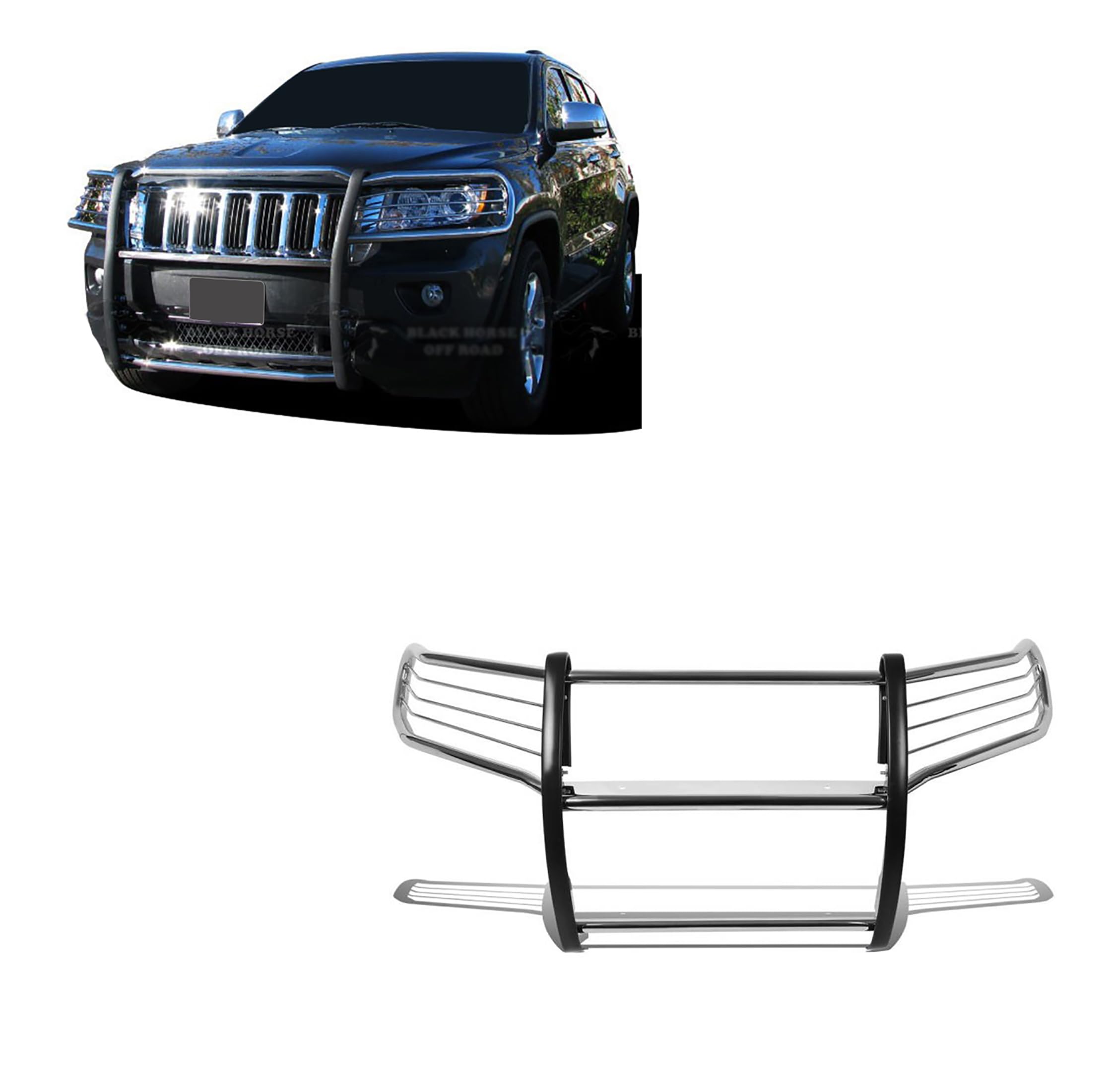 Bumper Guard Black Horse Grille brush Modular Stainless Steel Compatible with 2011-2021 Jeep Grand Cherokee-17A080202MSS