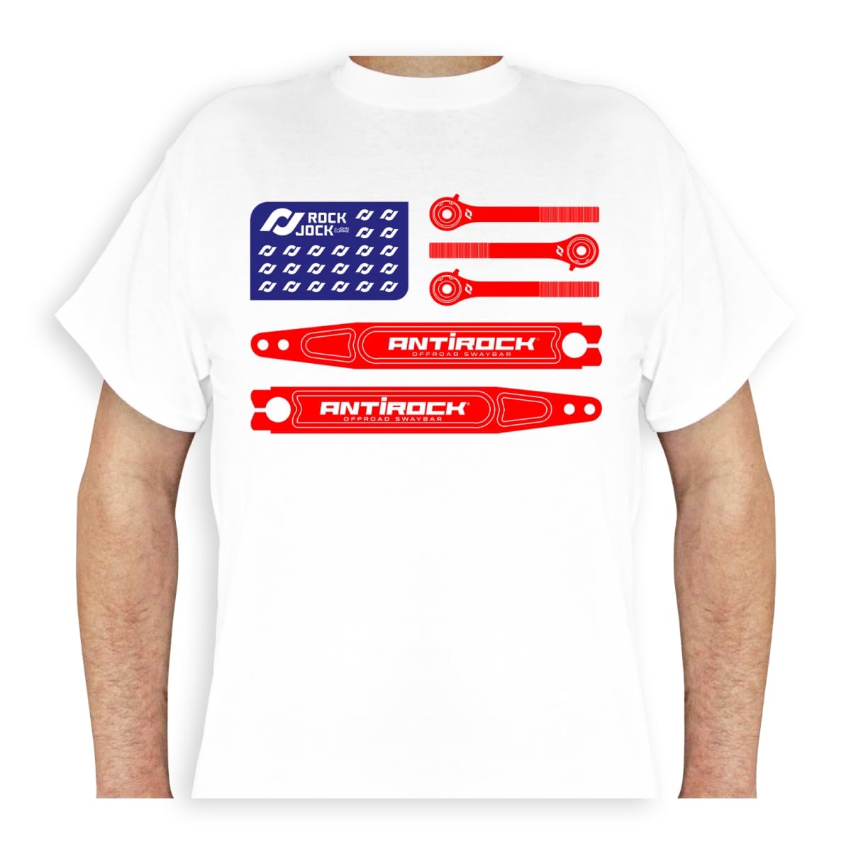 T-Shirt Rockjock with American Flag Logo On Front White - Medium