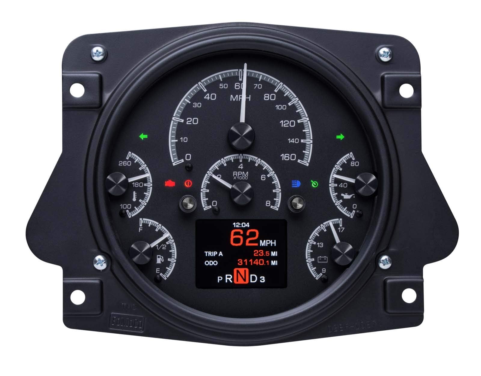 Dakota Digital HDX-66F-BRO-K Gauge System Ford Compatible with 1961-66 Pickup Truck 1966-77 Bronco Black Alloy Style