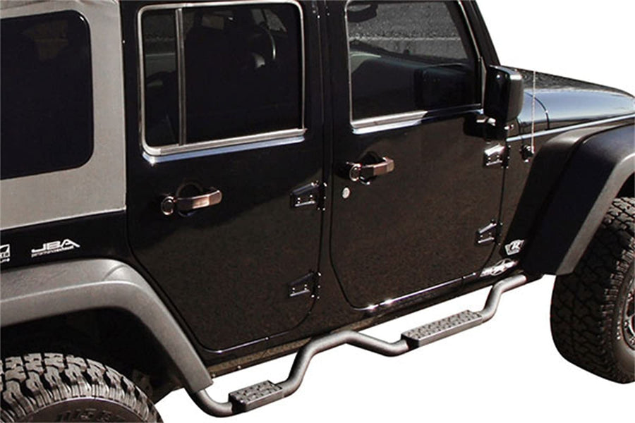 Slimline RAMPAGE PRODUCTS 2" Drop Side Bars for Jeep Wrangler JK | Pair, Steel, Textured Black | 26628 | Fits 2007-2018 Jeep Wrangler JKU 4-Door