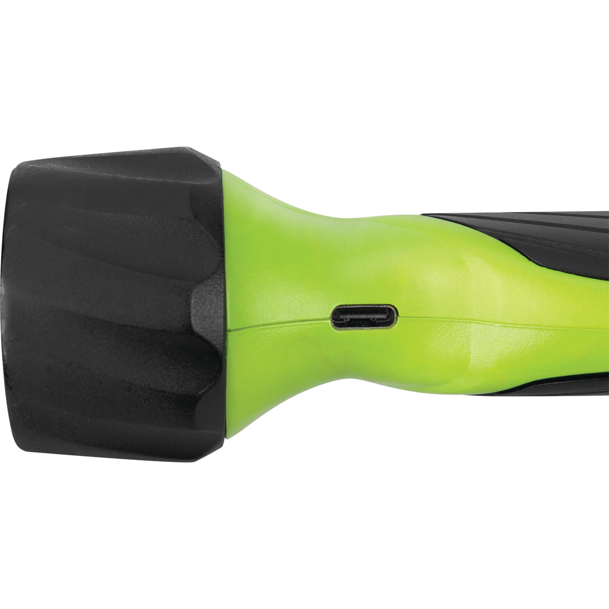 150+LM Performance Tool W2431 Rubber Grip Flashlight, Rubberized Head, Wide Handle, USB-C Charging, Green