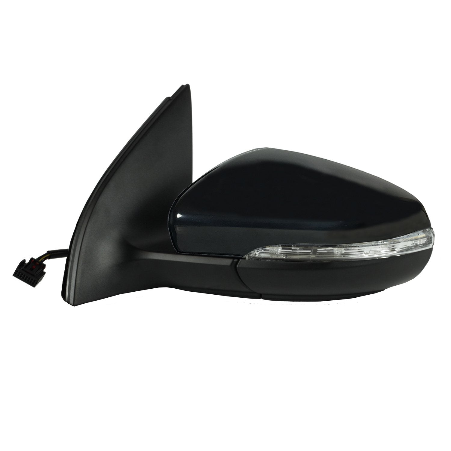 Driver Side Fit Mirror for Volkswagen Golf, Textured Black w/PTM Cover, w/Turn Signal, Puddle lamp, Power Fold, w/o Memory, Heated Power