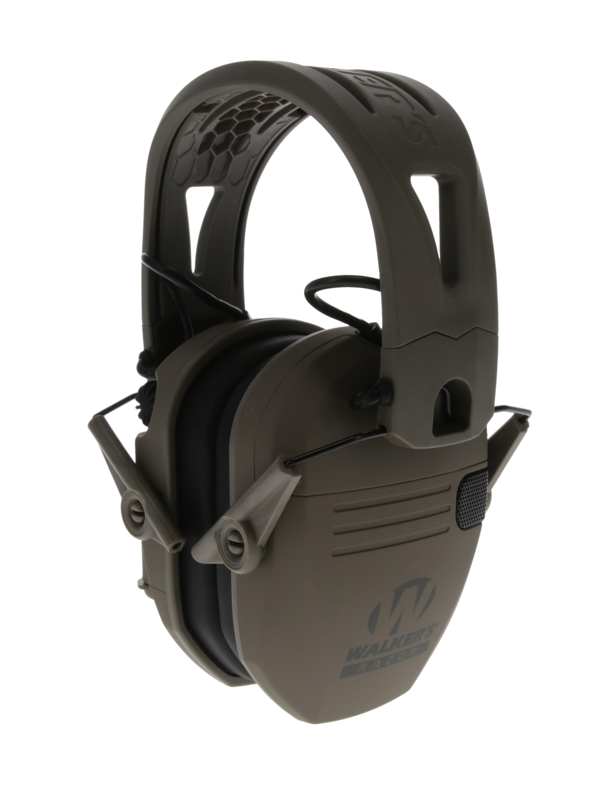 Razor Walker's Tacti-Grip Earmuffs- Mega Flat Dark Earth, High Performance Silicone Composite Slip Free Headband- Natural Sound Clarity Full Dynamic Range 23NRR