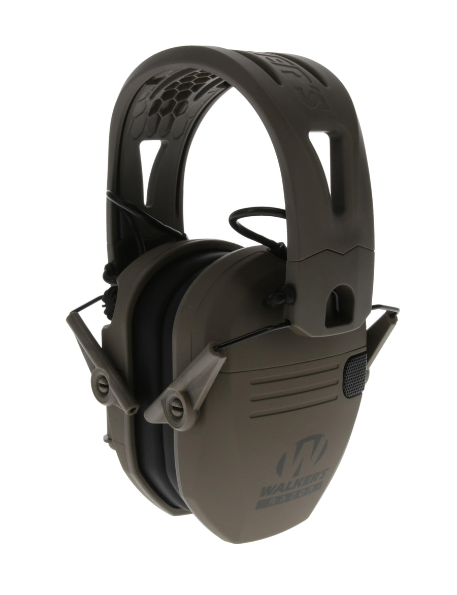 Razor Walker's Tacti-Grip Earmuffs- Mega Flat Dark Earth, High Performance Silicone Composite Slip Free Headband- Natural Sound Clarity Full Dynamic Range 23NRR
