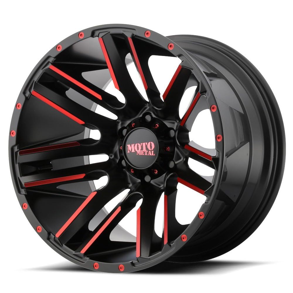 20X10 Moto Metal 6X135 3.85-42mm SATIN BLACK MACH W/RED TINT - MO97821063524NRC