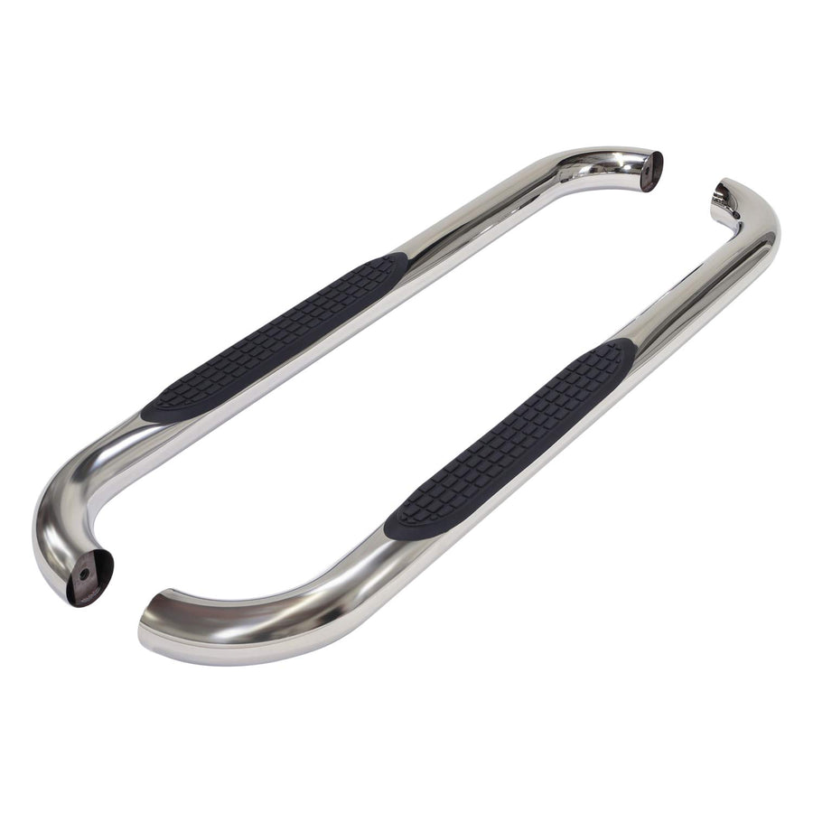 Nerf Bars TrailFX for Chevrolet Silverado 1500 Standard Cab 2020-2021 3 Inch Round Bent Polished Stainless Steel Side Steps Slip-Resistant Step Pads Frame Body Mount Set of 2 Running Boards