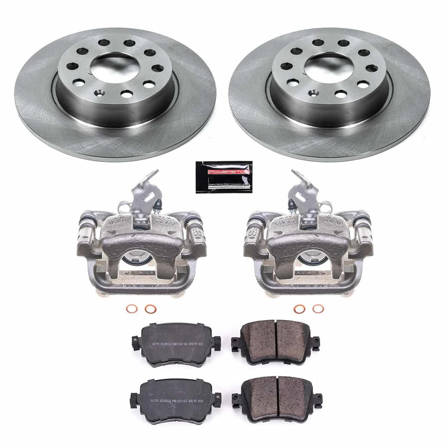 Power Stop KCOE7053 Rear Caliper Kit-OE Rotors, Ceramic Brake Pads, Calipers For VW GTI, VW Golf, VW Golf Alltrack, VW Golf SportWagen, VW Passat Autospecialty [Model Specific]