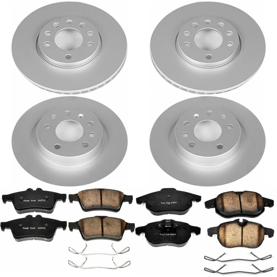 Power Stop Z23 Evolution Geomet Coated Brake Kit Front and Rear For Saab 9-3 2003-2011 [Model Specific]