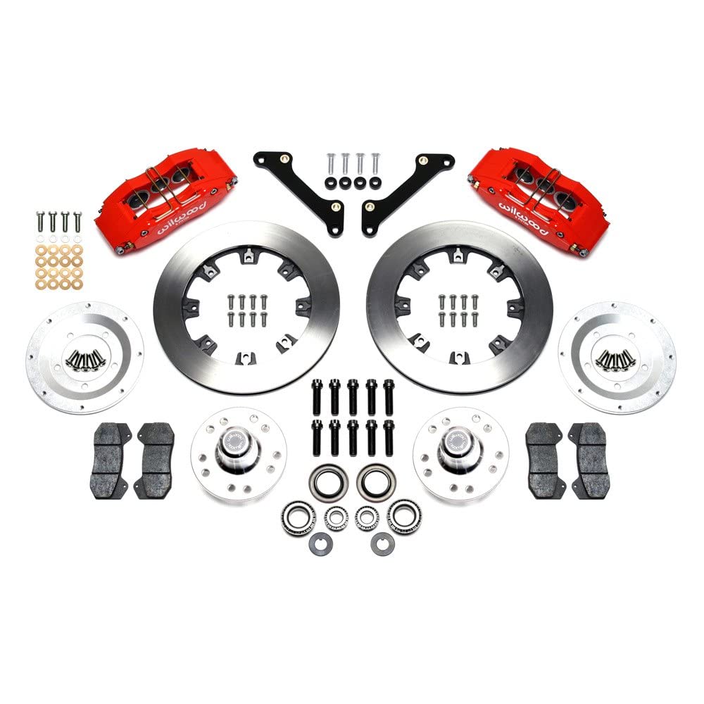 140-12836-R WILWOOD DP6 Front Kit, 12.19", Drilled, Red 79-81 Camaro Disc Spindle