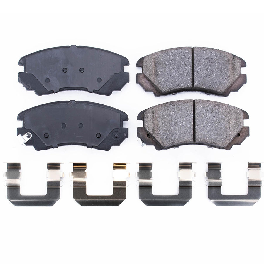Power Stop Front Brake Kit For Hyundai Elantra 2007-10 | Sonata 2003-10 | Tiburon 2003-08 | Tucson 2005-09 | Kia 17-924 Magentis 2003-10 - Ceramic Brake Pads With Installation Hardware
