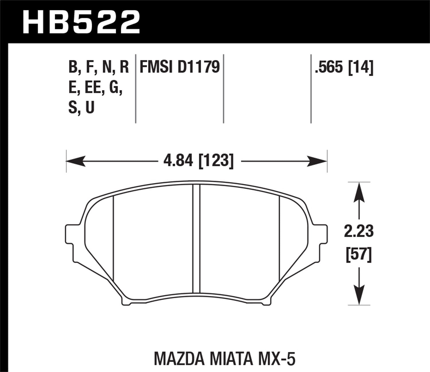 Hawk HB522G.565 Performance Disc Brake Pad, Front