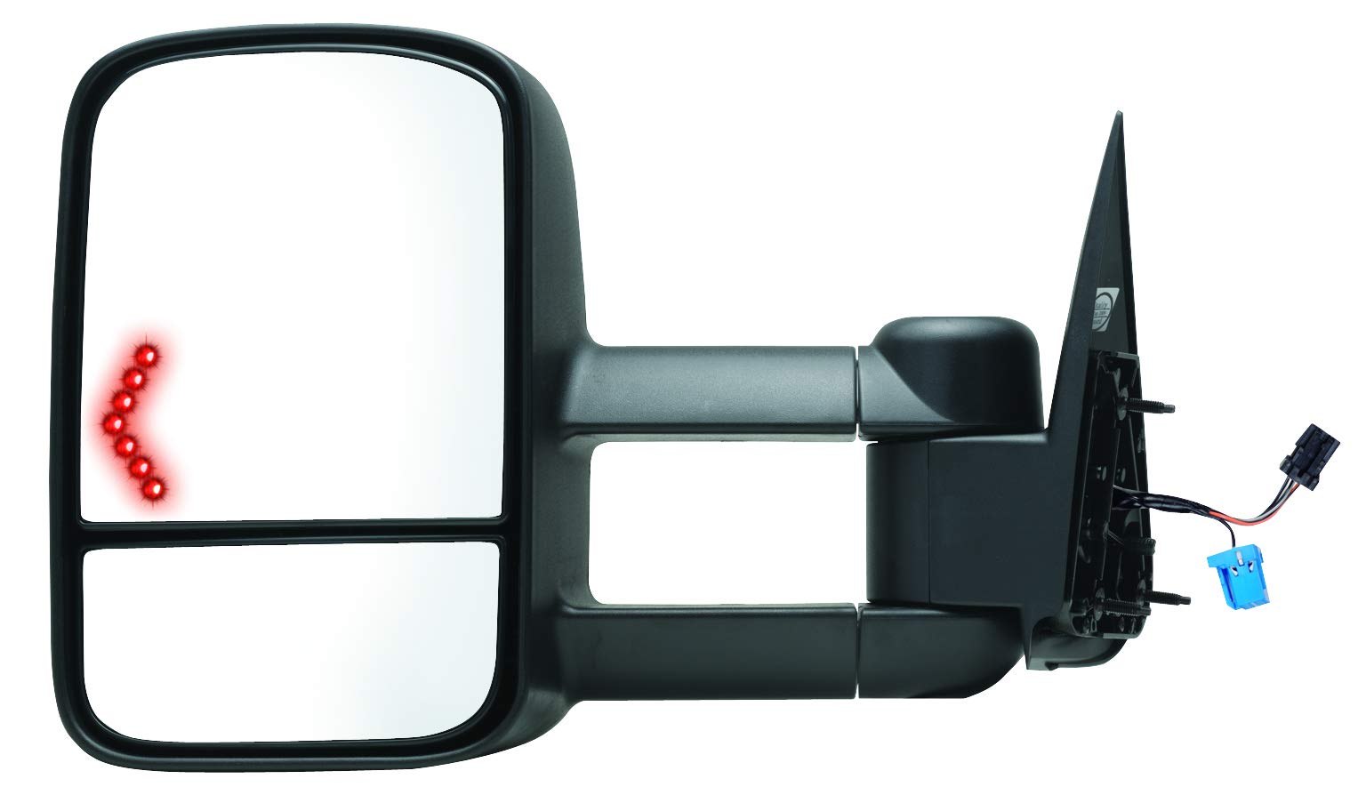K Source Extendable Passenger Side Towing Mirror For 2003 – 2007 Escalade, Avalanche, Suburban, Tahoe, Yukon, Silverado, Sierra, Silverado/Sierra Classic. Textured Black, Power Heated, LED Arrow Signal, Dual Lens, Foldaway