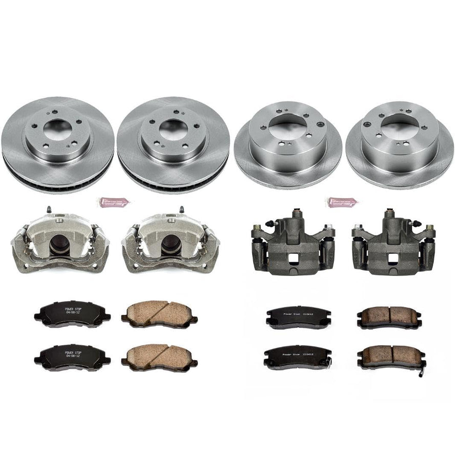 Power Stop KCOE1683 Stock Replacement Brake Kit Front and Rear (with Calipers) For Chrysler Sebring, Dodge Stratus, Mitsubishi Eclipse, Mitsubishi Galant [Model Specific]