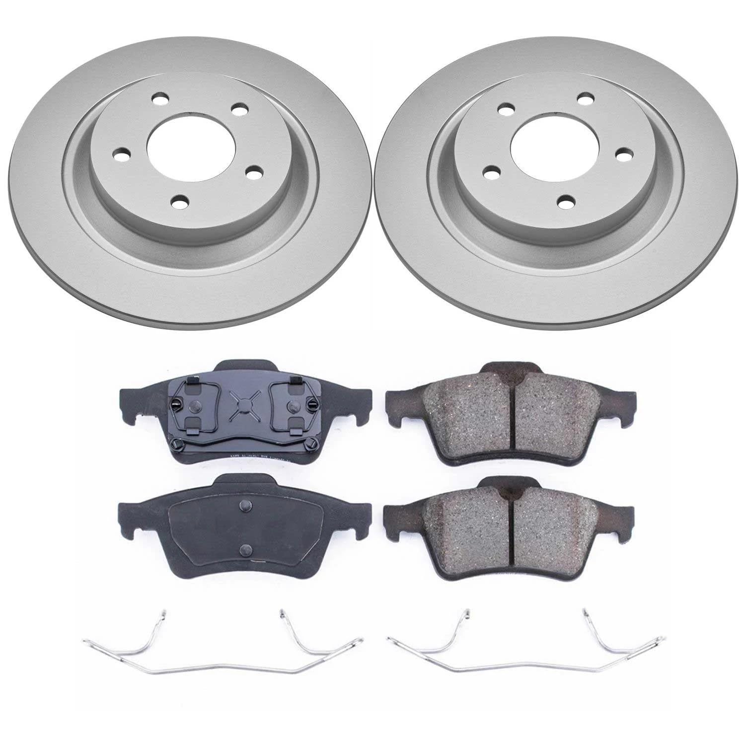 Power Stop Coated Brake Rotor CRK5310 & Ceramic Brake Pads- rear For Mazda 5 2006-2007 [Model Specific]